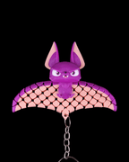 Bat Keychain in purple with spread articulated wings and metal chain clip shown as a 3D printed toy by 3DPRINTSWA for animal lovers and collectors
