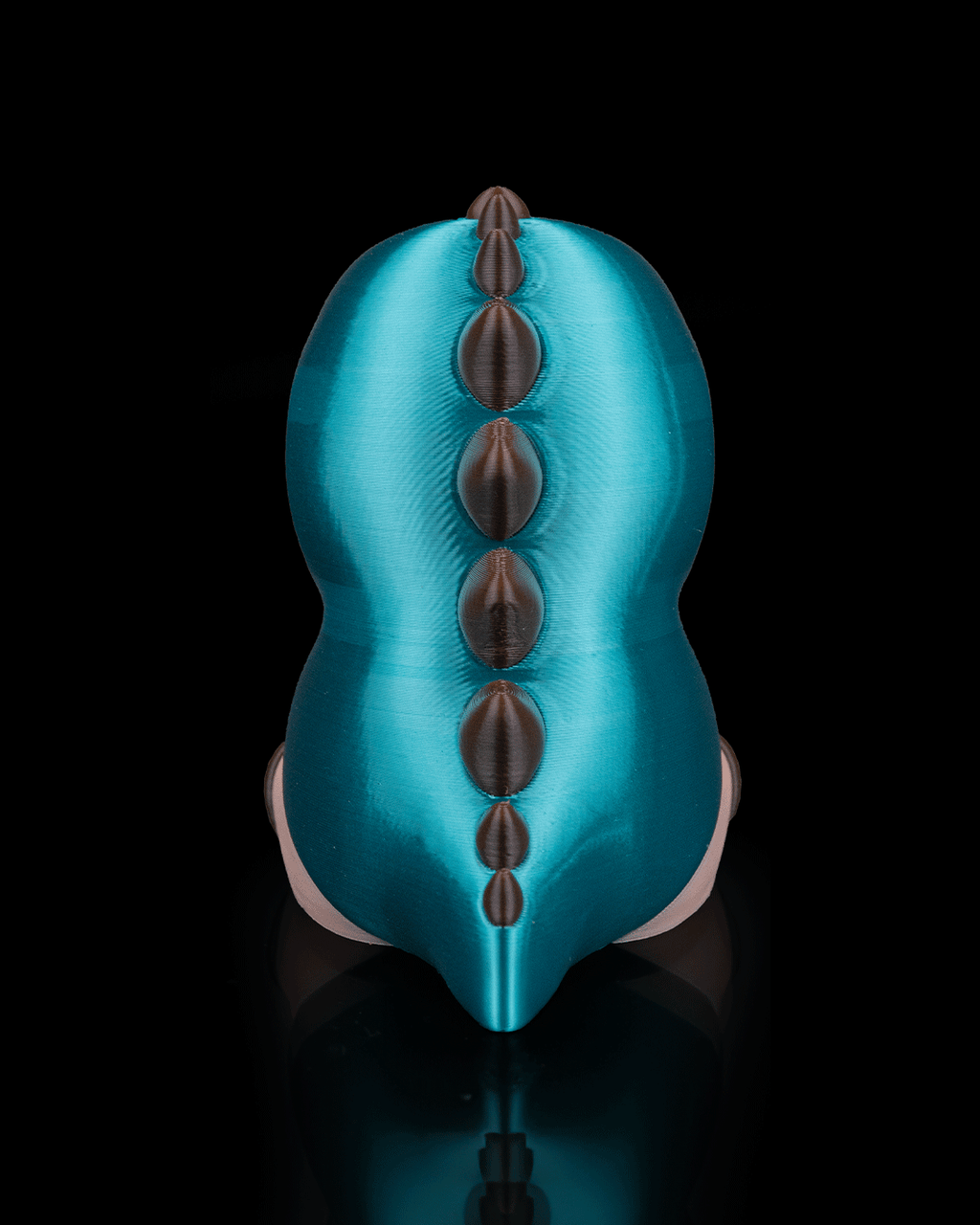 Capysaurus turquoise capybara dinosaur collectible viewed from behind with brown dorsal plates 3D printed by 3DPRINTSWA for Animals
