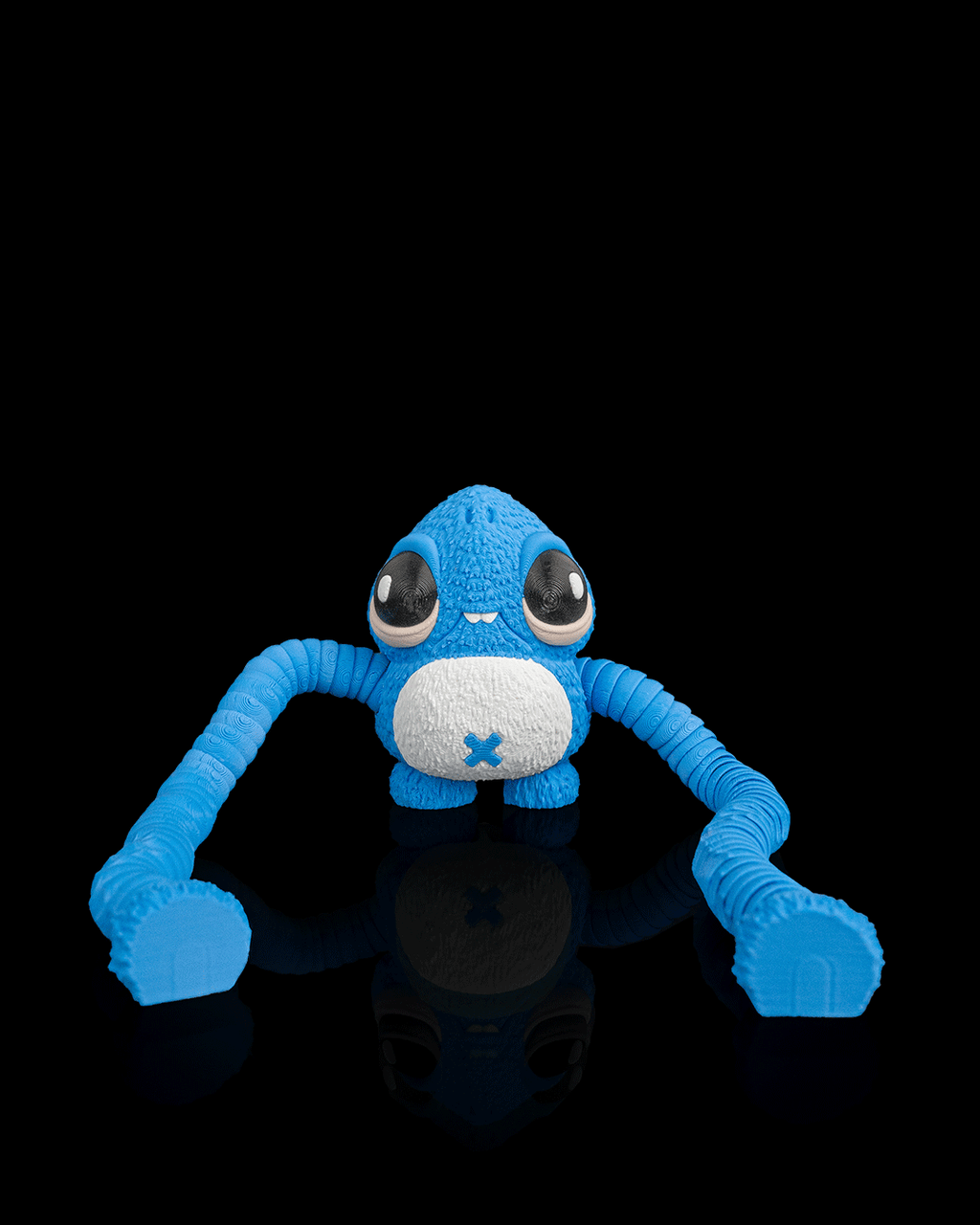 Gnasher blue articulated sea creature toy with long linked limbs by 3DPRINTSWA for fidgeting and desk display from the Articulated and Keychains collections