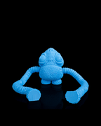 Gnasher blue articulated sea creature with long linked limbs displayed on a black reflective surface by 3DPRINTSWA from the Articulated Keychains collection