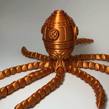Articulated Steampunk Octopus with Shipwreck