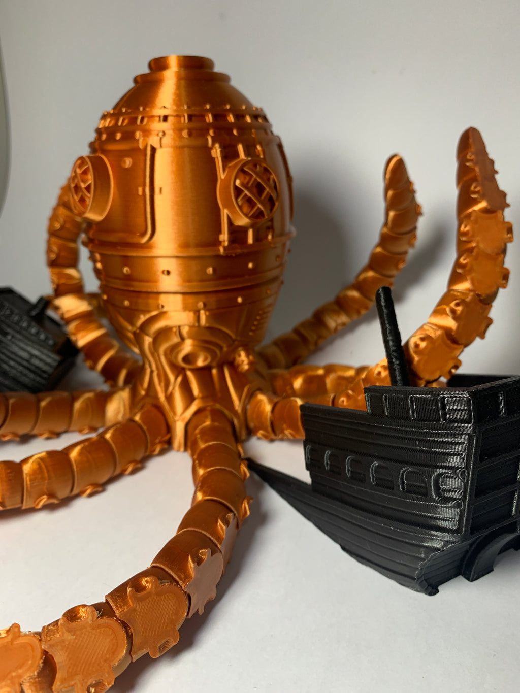 Articulated Steampunk Octopus with Shipwreck