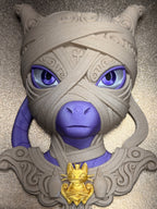 Close-up of Mummy Mewtwo Pokémon wall art showing dimensional mummy details