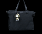Trixi skeleton triceratops keychain charm attached to a black tote bag by 3DPRINTSWA in the Keychains Animals collection