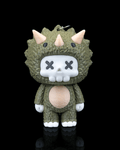 Trixi triceratops skeleton keychain by 3DPRINTSWA with three horns textured green dinosaur costume and matching face charm collectible toy