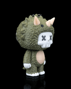 Trixi spooky skeleton triceratops keychain with textured green dinosaur costume three horns white skull face and matching charm by 3DPRINTSWA from Keychains Animals