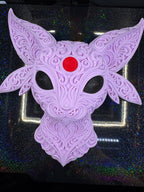 Closer front view of Espeon wall art showing its detailed lavender face, long ears, and red gem.