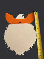 Back of Flareon wall art with a tape measure showing its height and built-in keyhole hanger.