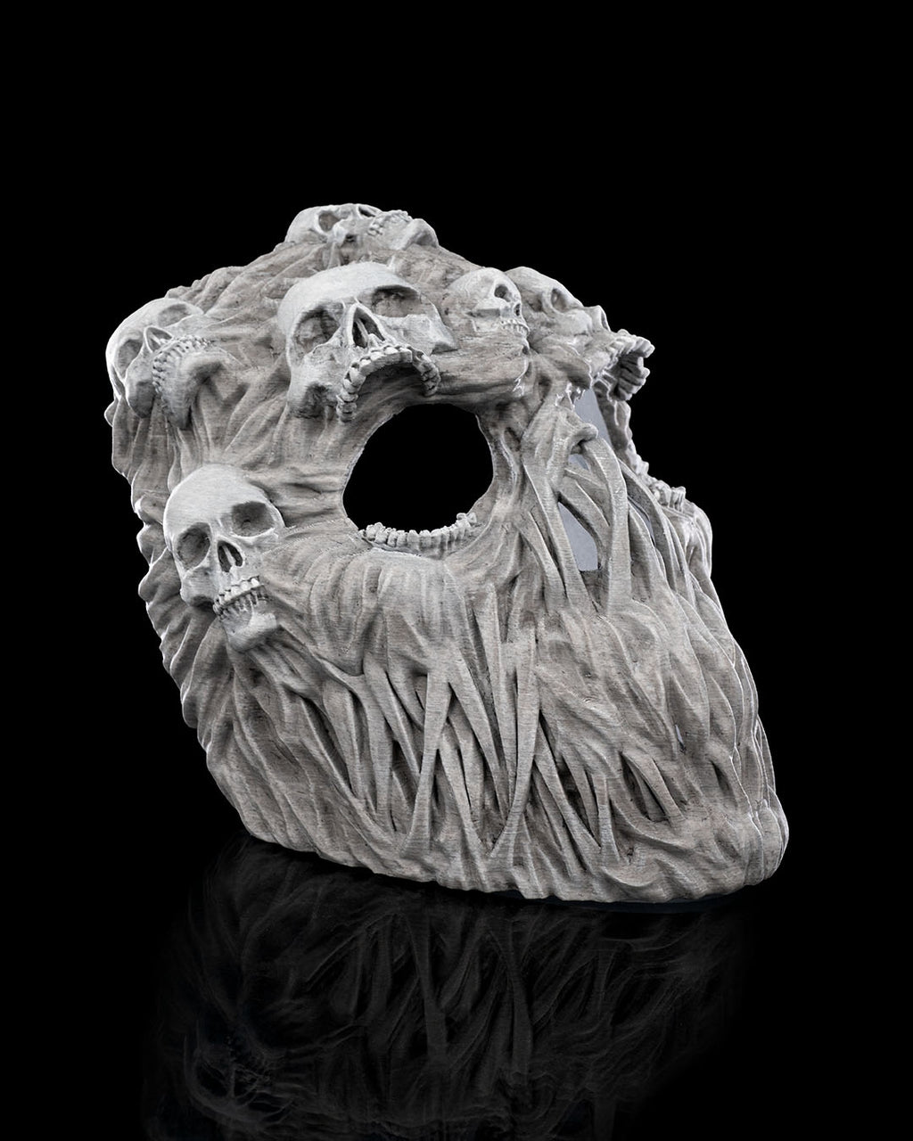 Three-quarter view of the Ghoul Face skull mask showing raised skull details above the eye opening.