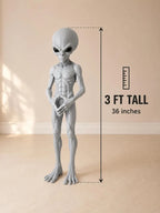Alien statue size illustration showing a height of 3 feet, or 36 inches