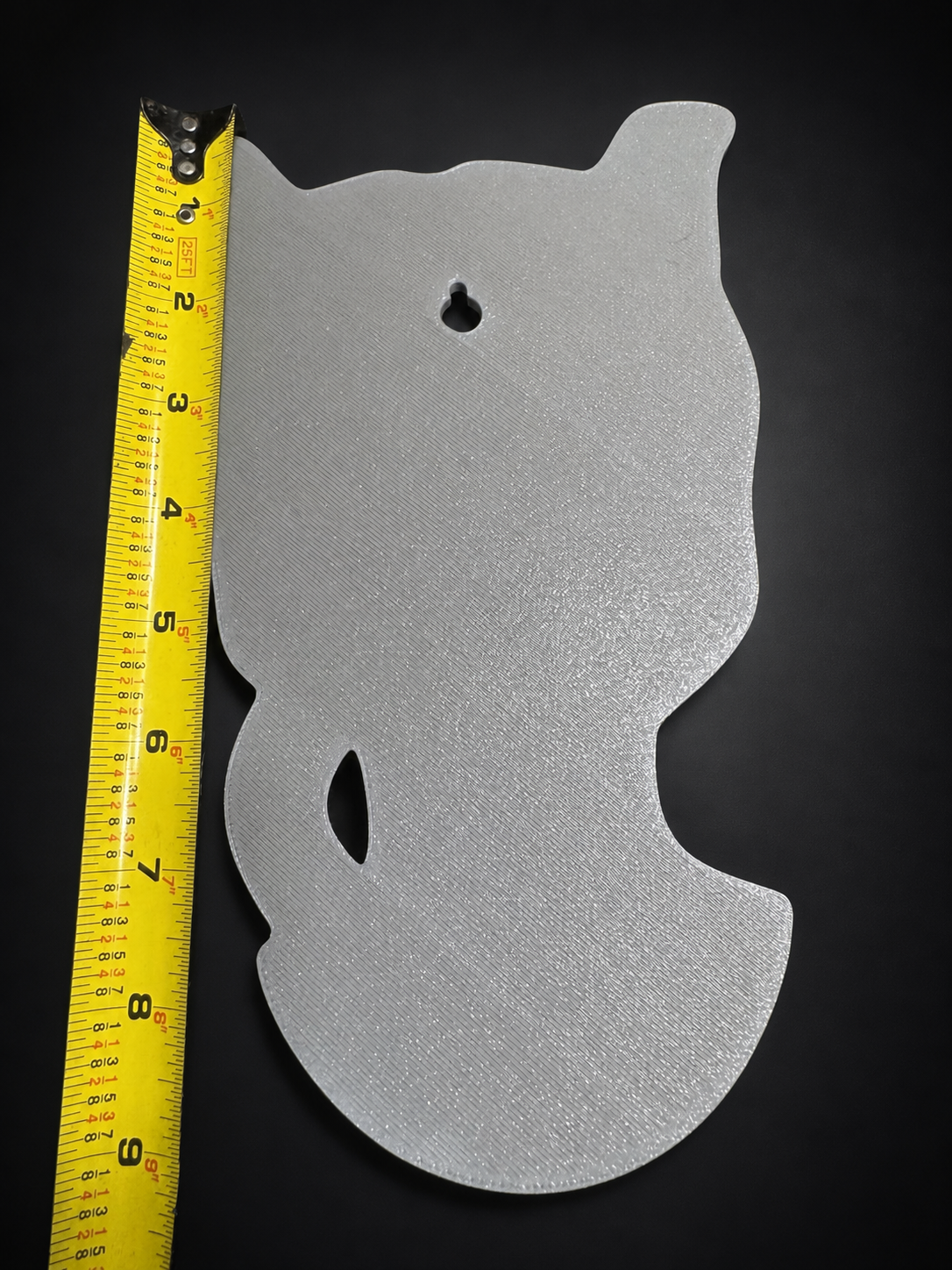 Back of Mewtwo Pokémon wall art showing built-in keyhole hanger and height measurement