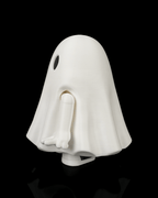 Side view of a white Mood Ghost with its arms lowered, showing the rounded body and sheet-like folds.